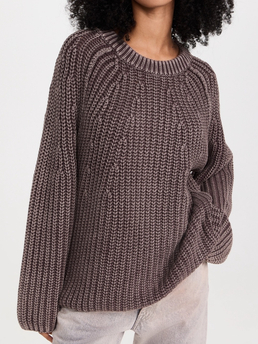 Free People “Take Me Home” Chunky Ribbed Sweater in Brown